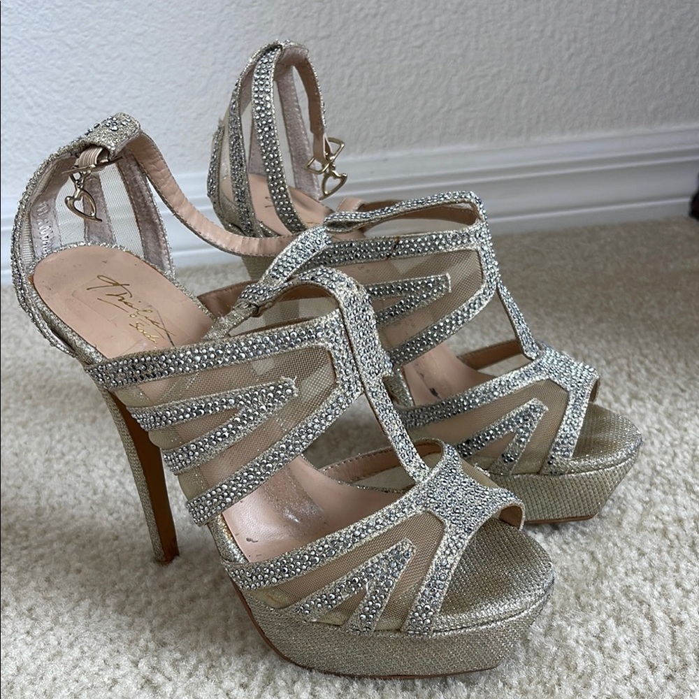 Silver Stiletto Heels with Intricate Straps